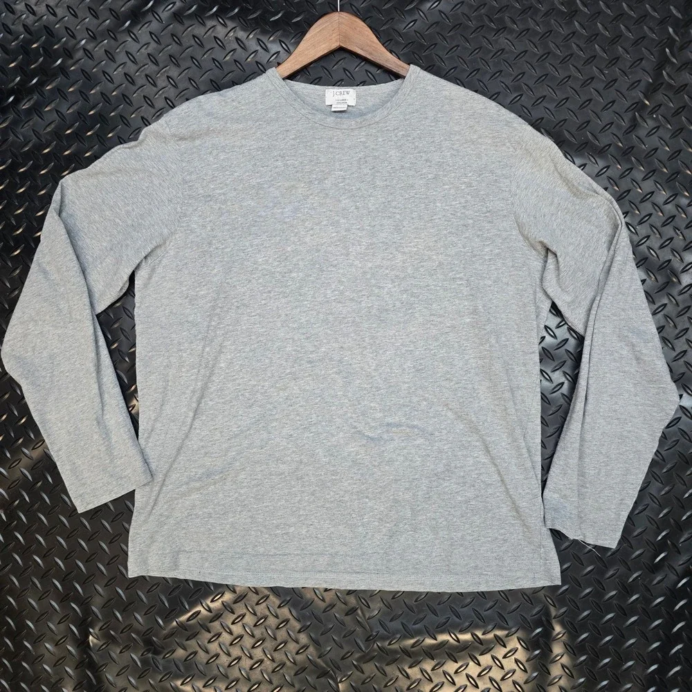 J.Crew Mens XL Long Sleeve T-Shirt Gray 100% Cotton Made in USA 48756